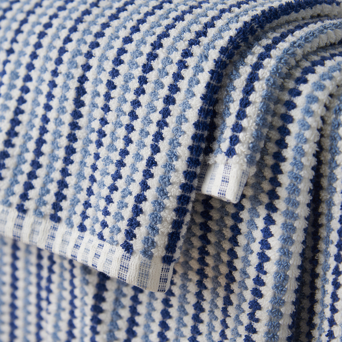 CATHERINE LANSFIELD Rice Weave Stripe Cotton Towel Collection - Blue (Available in 3 Sizes)