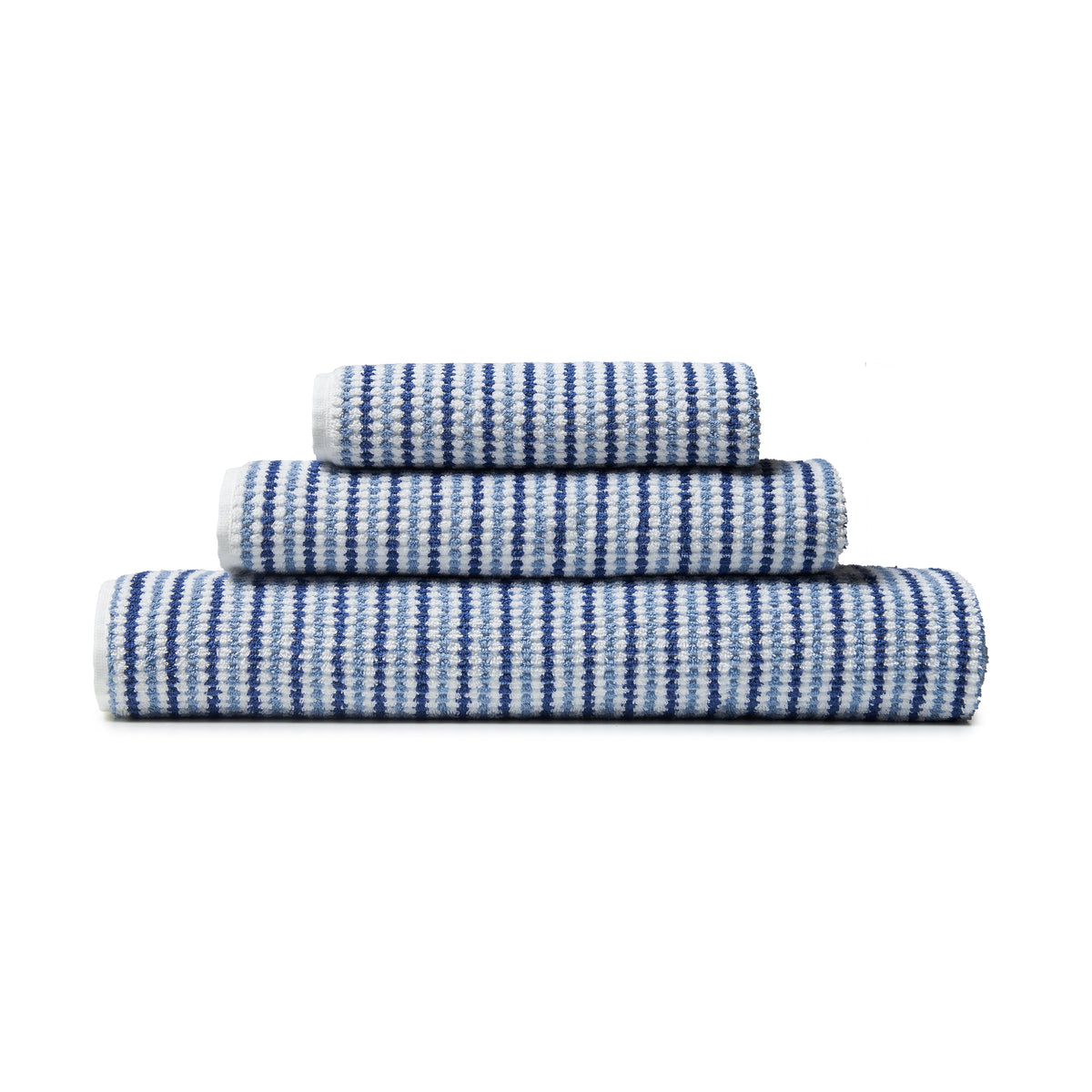 CATHERINE LANSFIELD Rice Weave Stripe Cotton Towel Collection - Blue (Available in 3 Sizes)