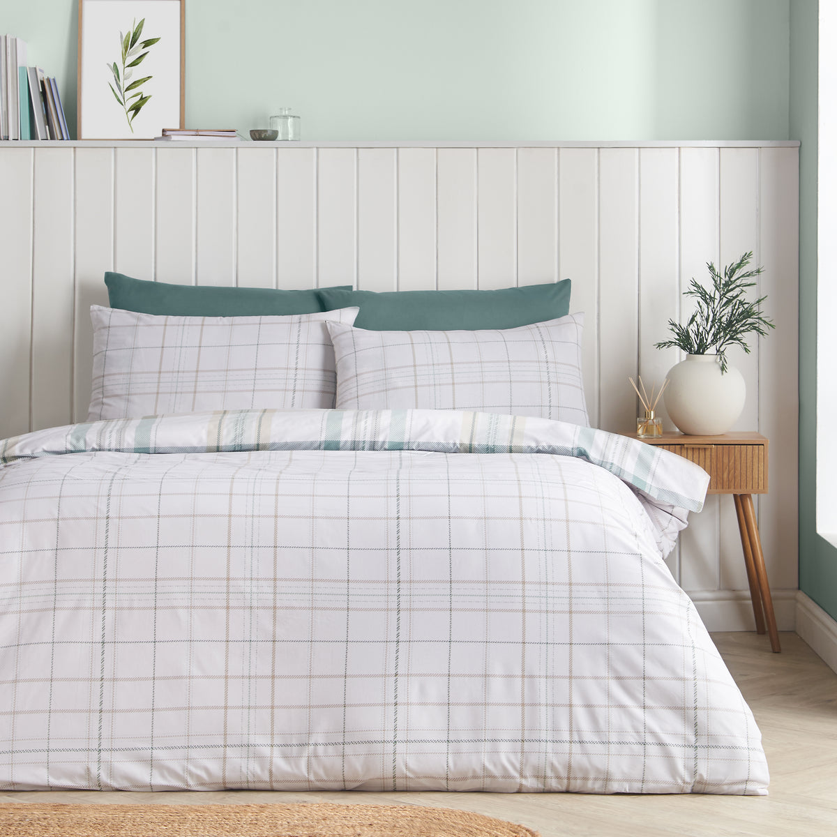 CATHERINE LANSFIELD Cartmel Check Duvet Set - Green