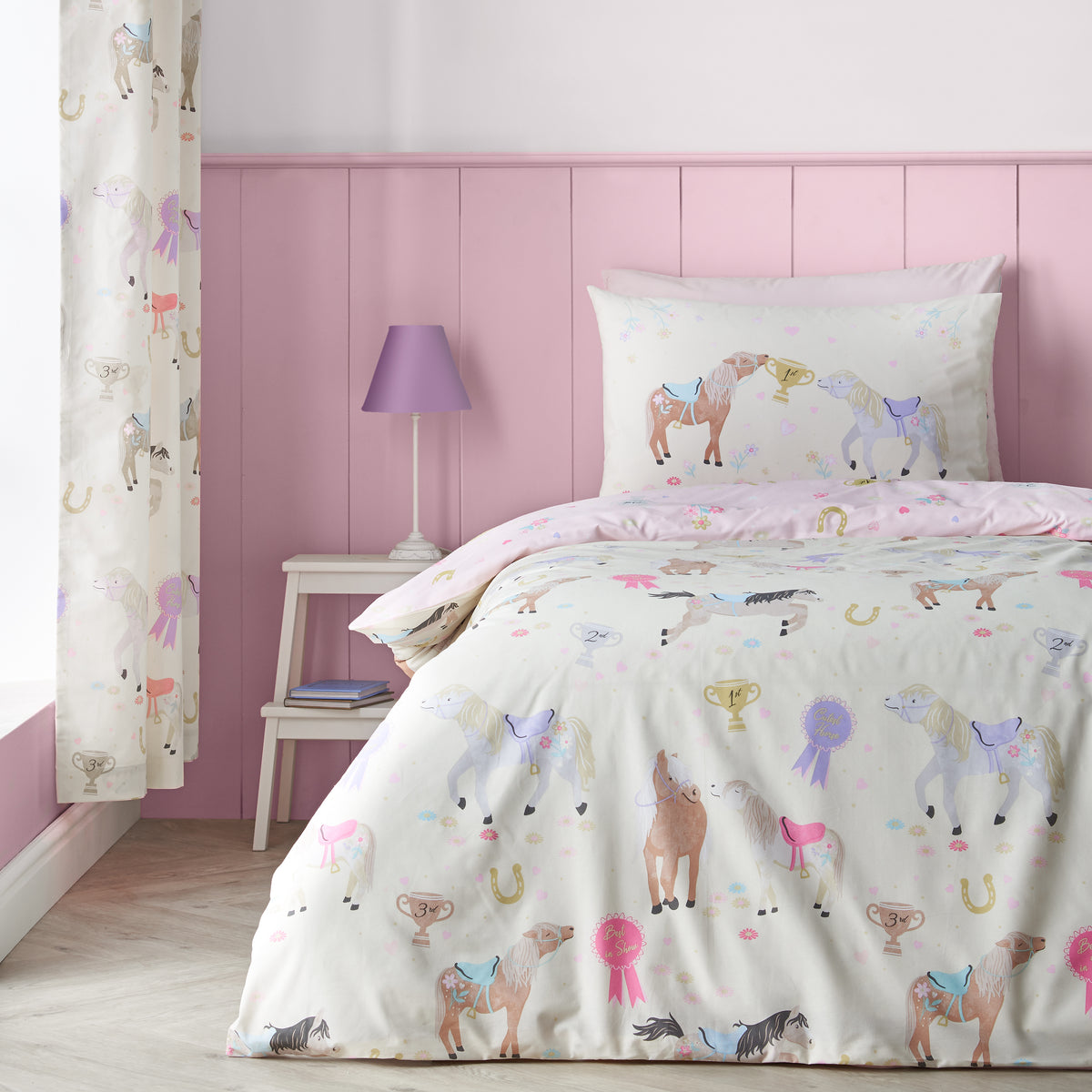 CATHERINE LANSFIELD Happy Horses Kids Duvet Cover Set - Cream