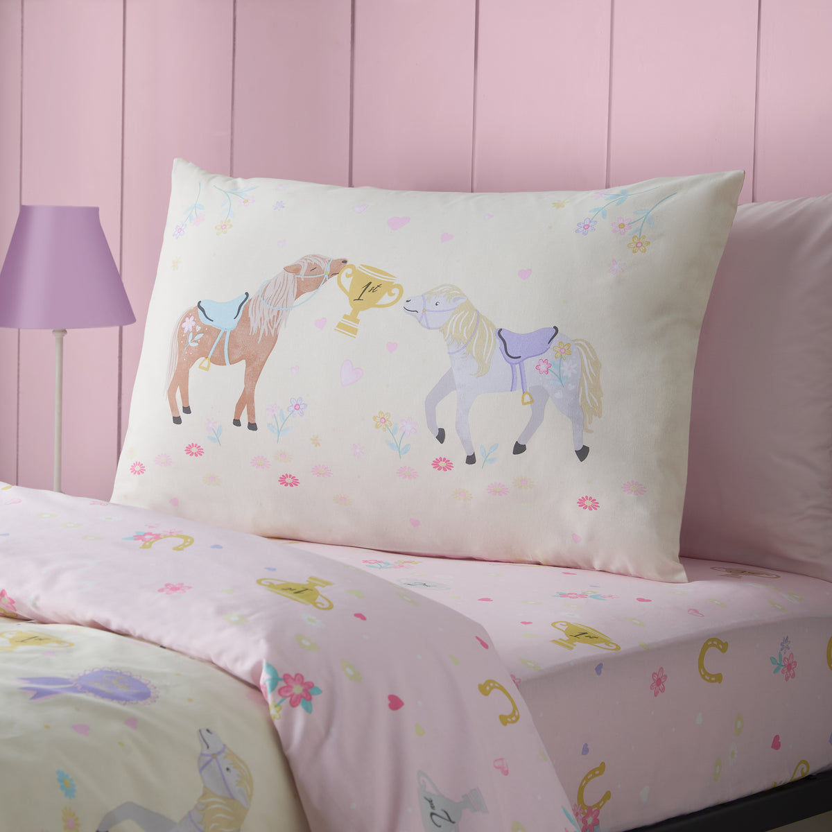 CATHERINE LANSFIELD Happy Horses Kids Duvet Cover Set - Cream