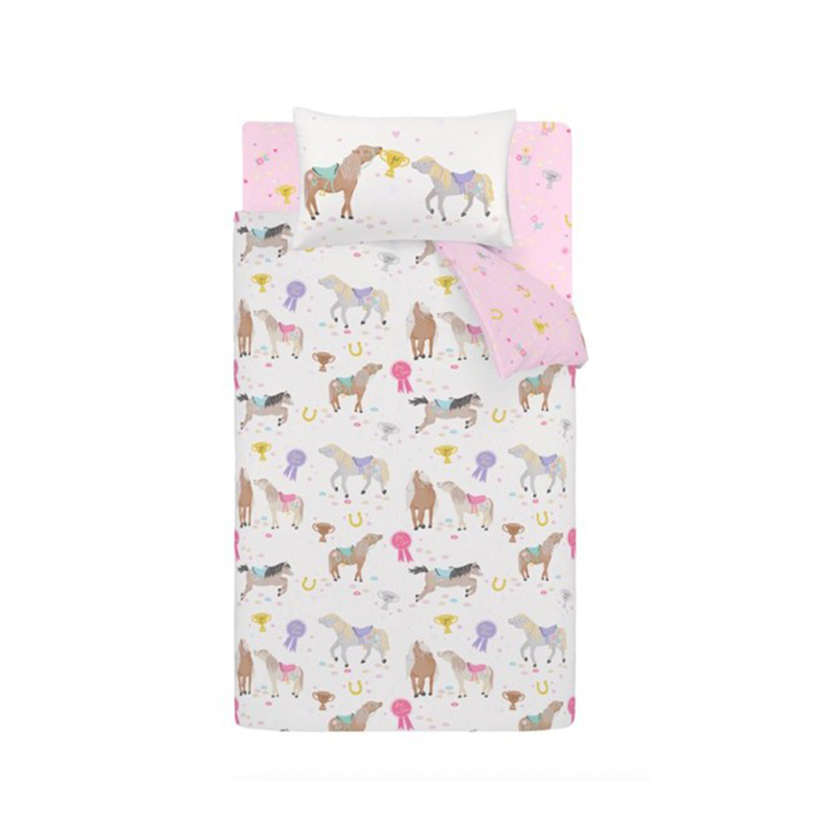 CATHERINE LANSFIELD Happy Horses Kids Duvet Cover Set - Cream