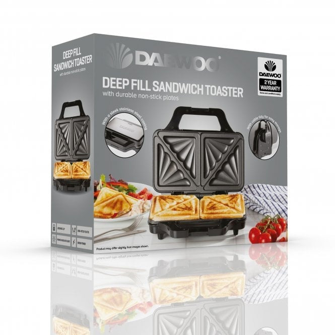 DAEWOO Deep Fill 2 Portion Sandwich Maker - Stainless Steel