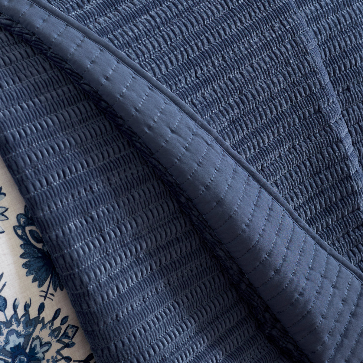CATHERINE LANSFIELD Velvet Pinsonic Quilted Bedspread 220x220cm - Navy