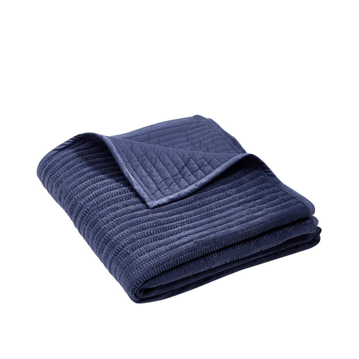 CATHERINE LANSFIELD Velvet Pinsonic Quilted Bedspread 220x220cm - Navy