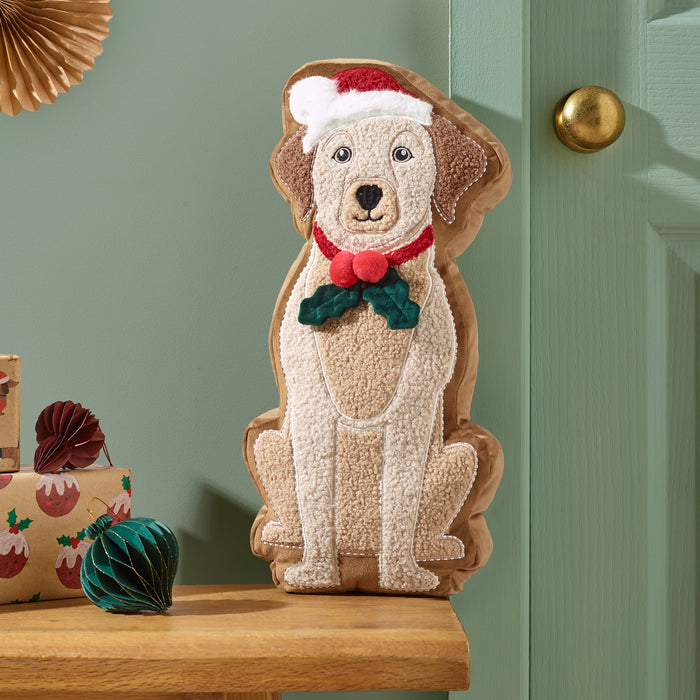 CATHERINE LANSFIELD Christmas Dog 3D Cushion 35cm