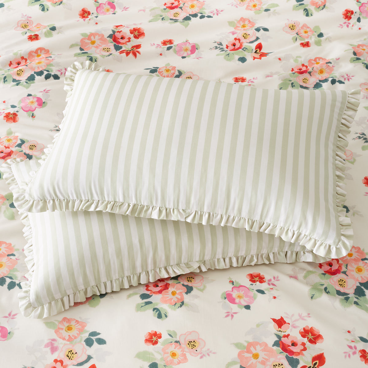 CATH KIDSTON Canopy Stripe 100% Cotton Standard Pillowcase Pair - Green