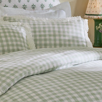 CATH KIDSTON Painted Gingham Lace 100% Cotton Duvet Cover Set - Green