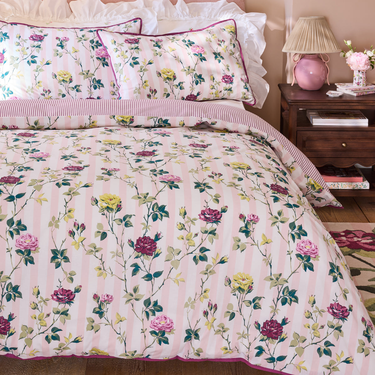 CATH KIDSTON Climbing Rose Stripe 100% Cotton Duvet Cover Set