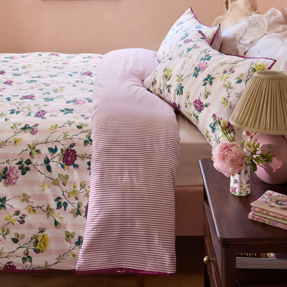 CATH KIDSTON Climbing Rose Stripe 100% Cotton Duvet Cover Set