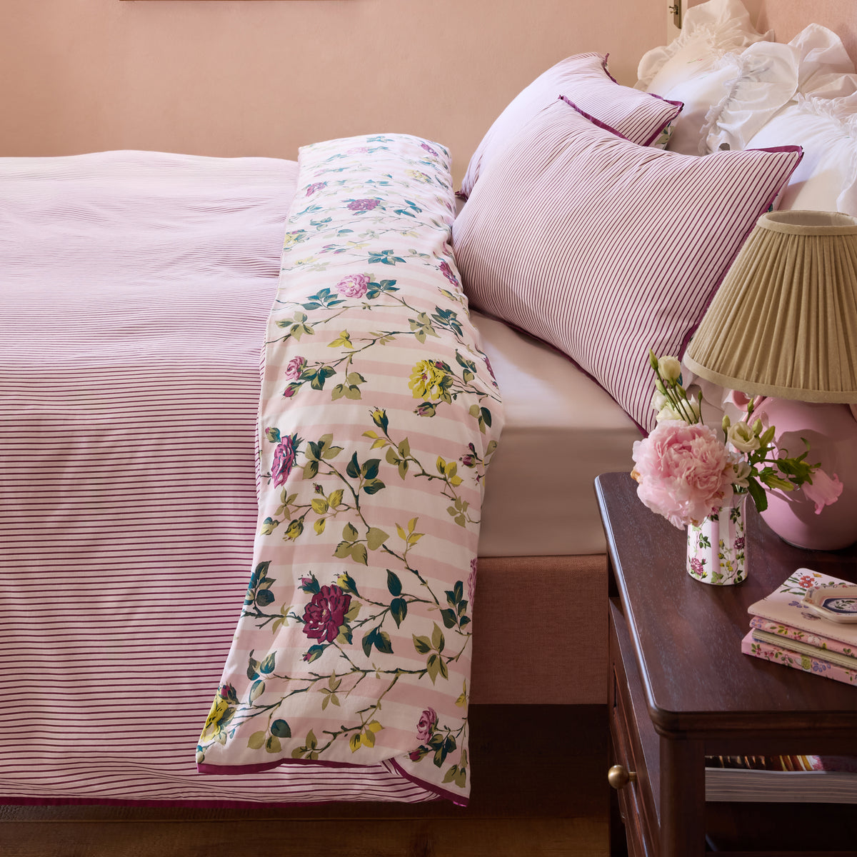 CATH KIDSTON Climbing Rose Stripe 100% Cotton Duvet Cover Set