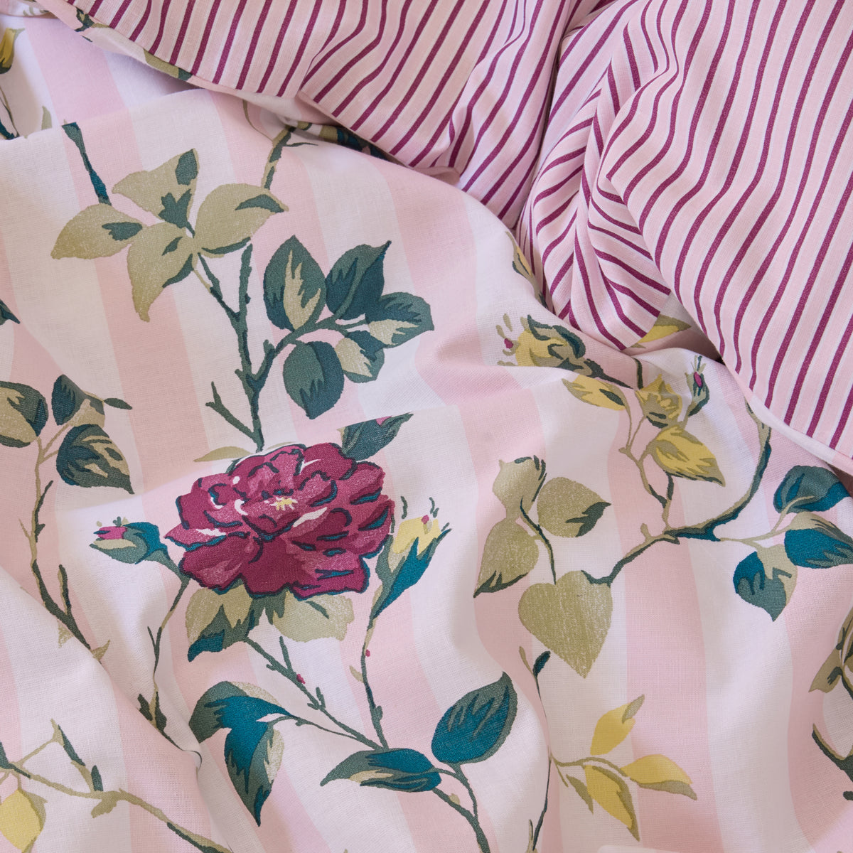 CATH KIDSTON Climbing Rose Stripe 100% Cotton Duvet Cover Set