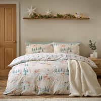 CATHERINE LANSFIELD Brushed Cotton Christmas Deer Duvet Cover Set
