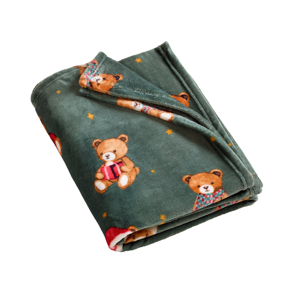 CATHERINE LANSFIELD Christmas Tartan Teddy Bear Soft Fleece Throw 130x170cm