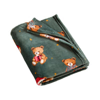 CATHERINE LANSFIELD Christmas Tartan Teddy Bear Soft Fleece Throw 130x170cm
