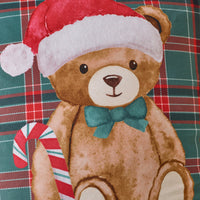 CATHERINE LANSFIELD Christmas Tartan Teddy Bear Filled Cushion 45x45cm