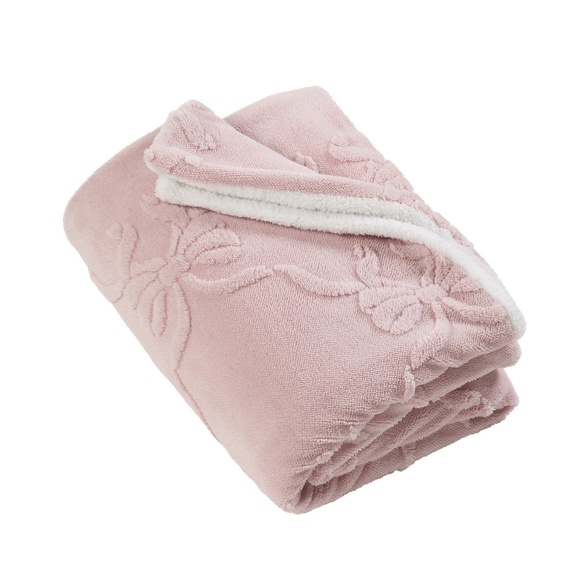 CATHERINE LANSFIELD Carved Bow Sherpa Throw - Pink