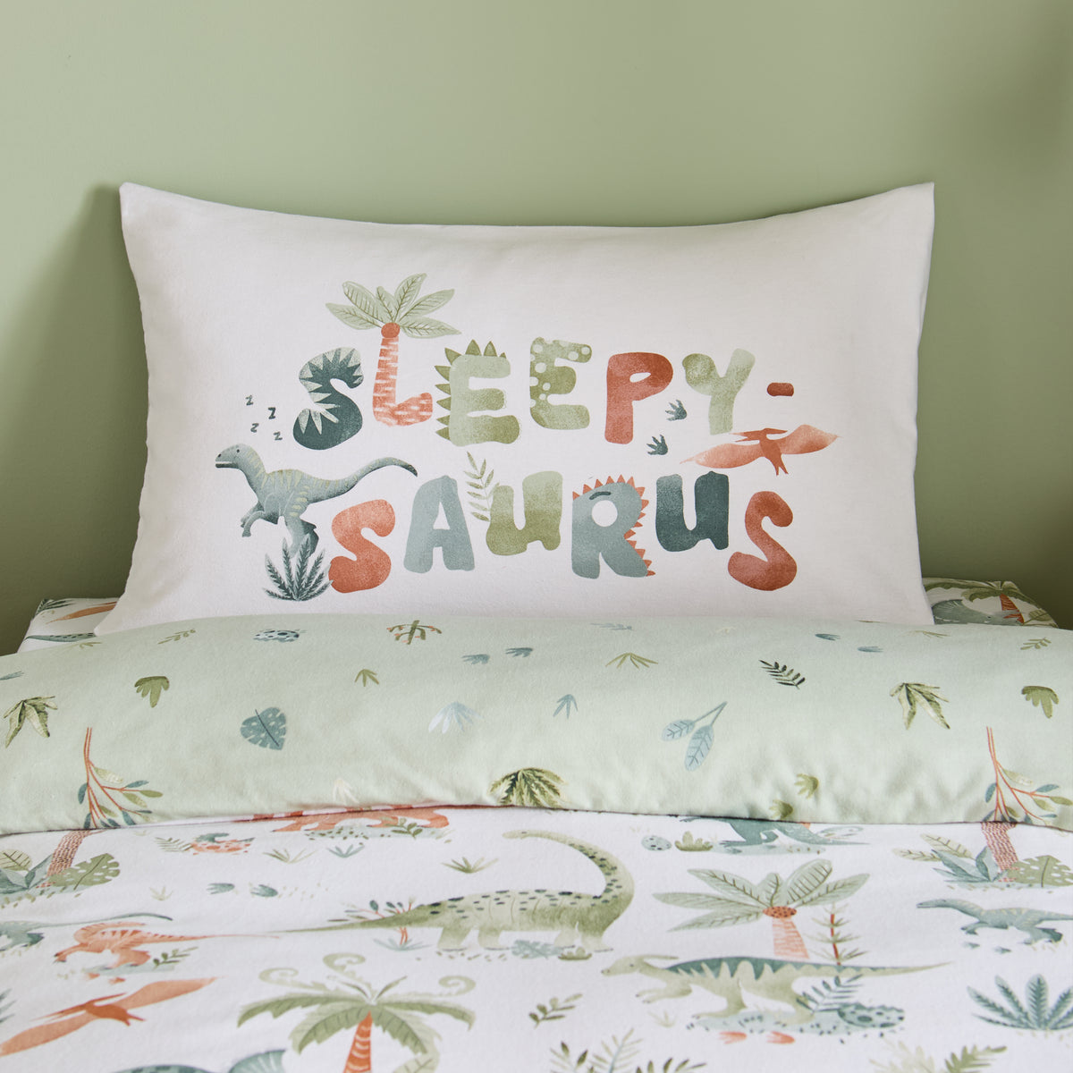 CATHERINE LANSFIELD Brushed Sleepy Saurus Dino Duvet Cover Set