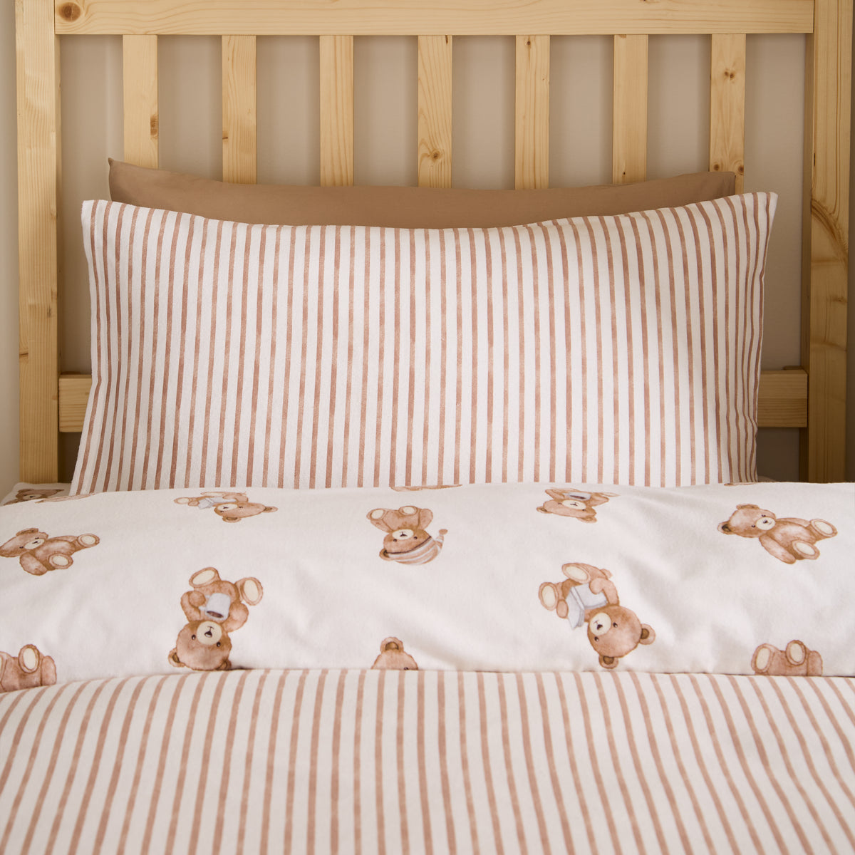 CATHERINE LANSFIELD Brushed 100% Cotton Teddy Bear Duvet Cover Set