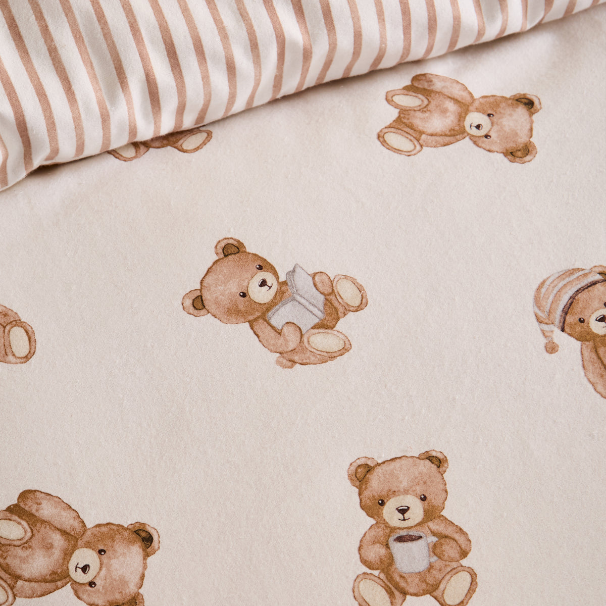 CATHERINE LANSFIELD Brushed 100% Cotton Teddy Bear Duvet Cover Set
