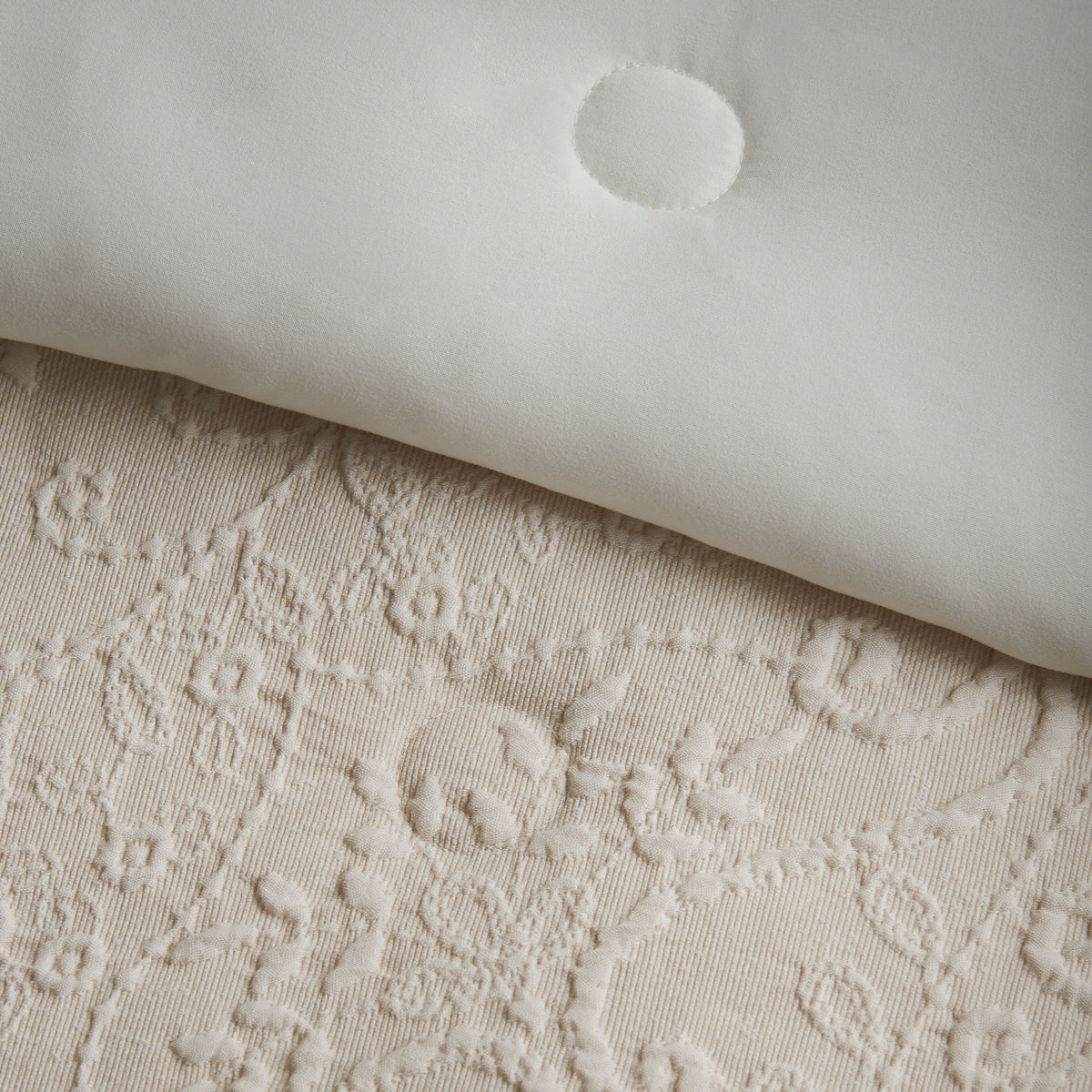 CATHERINE LANSFIELD Amelia Jacquard Bedspread 220x230cm - Cream