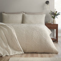 CATHERINE LANSFIELD Amelia Jacquard Duvet Cover Set - Cream