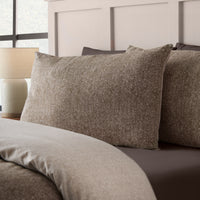 CATHERINE LANSFIELD Brushed 100% Cotton Herringbone Duvet Cover Set - Chocolate