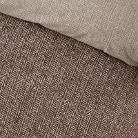 CATHERINE LANSFIELD Brushed 100% Cotton Herringbone Duvet Cover Set - Chocolate