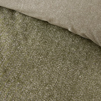CATHERINE LANSFIELD Brushed 100% Cotton Herringbone Duvet Cover Set - Green