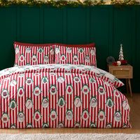 CATHERINE LANSFIELD Christmas Vintage Stripe Duvet Cover Set - Red