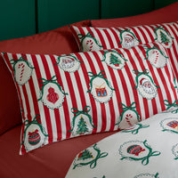 CATHERINE LANSFIELD Christmas Vintage Stripe Duvet Cover Set - Red