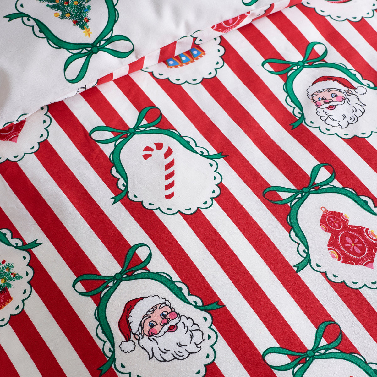 CATHERINE LANSFIELD Christmas Vintage Stripe Duvet Cover Set - Red