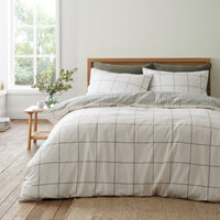BIANCA Brushed 100% Cotton Regal Check Duvet Cover Set - Green