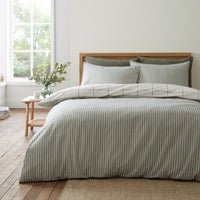 BIANCA Brushed 100% Cotton Regal Check Duvet Cover Set - Green