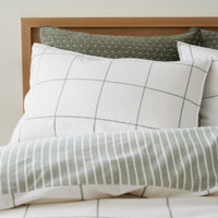 BIANCA Brushed 100% Cotton Regal Check Duvet Cover Set - Green
