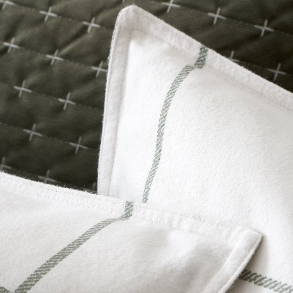 BIANCA Brushed 100% Cotton Regal Check Duvet Cover Set - Green