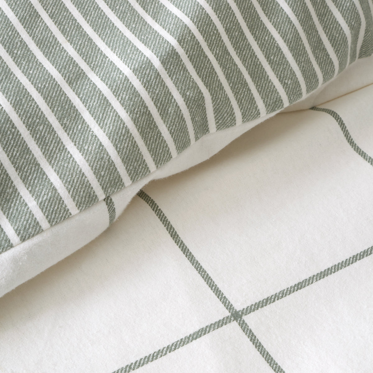 BIANCA Brushed 100% Cotton Regal Check Duvet Cover Set - Green