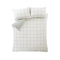 BIANCA Brushed 100% Cotton Regal Check Duvet Cover Set - Green