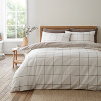 BIANCA Brushed 100% Cotton Regal Check Duvet Cover Set - Mole