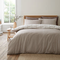 BIANCA Brushed 100% Cotton Regal Check Duvet Cover Set - Mole