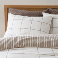BIANCA Brushed 100% Cotton Regal Check Duvet Cover Set - Mole