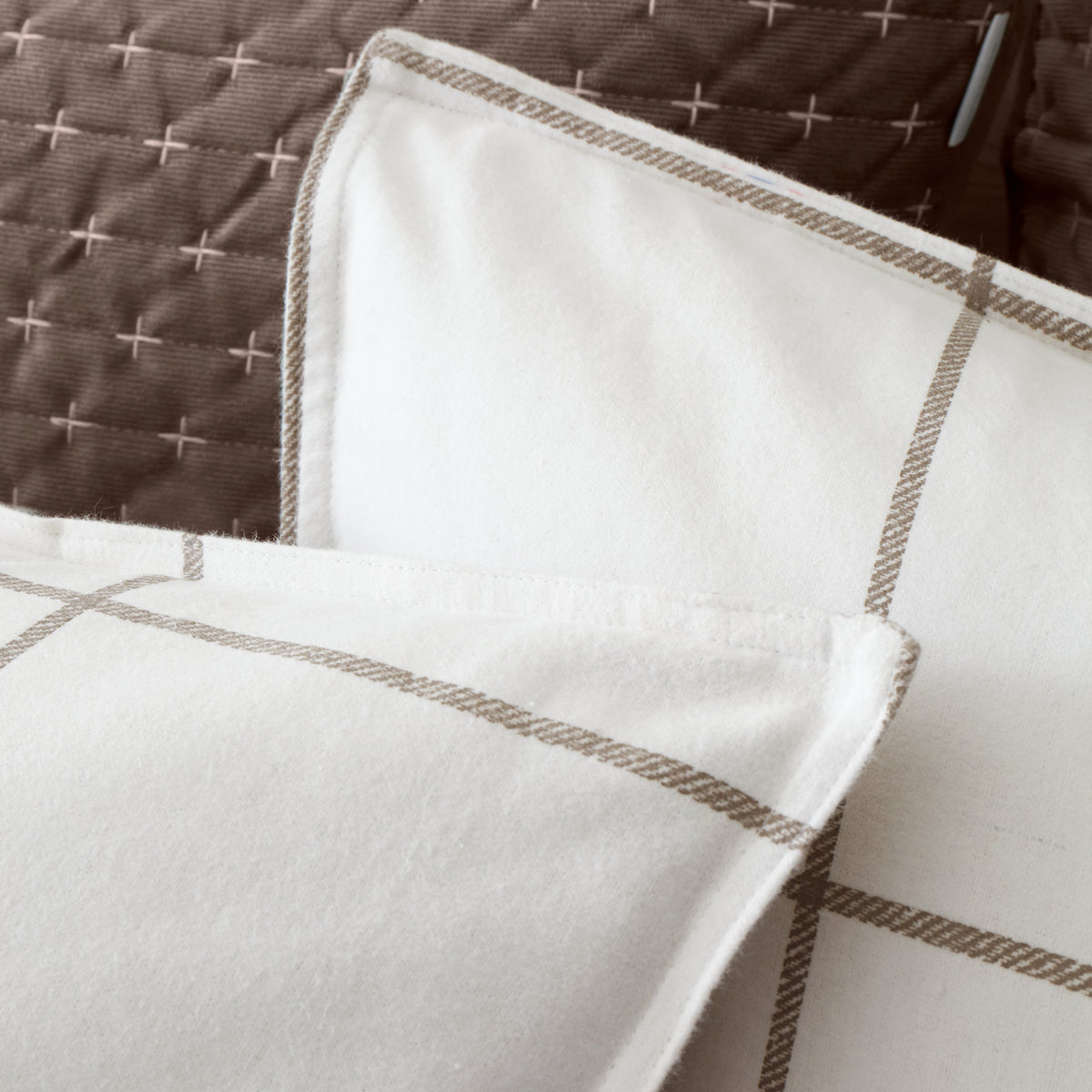 BIANCA Brushed 100% Cotton Regal Check Duvet Cover Set - Mole