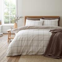 BIANCA Brushed 100% Cotton Regal Check Duvet Cover Set - Mole