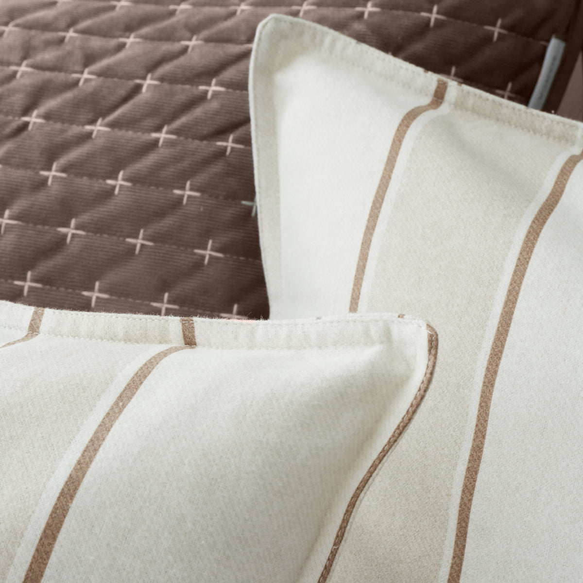 BIANCA Brushed Cotton Regal Stripe Duvet Cover Set - Natural