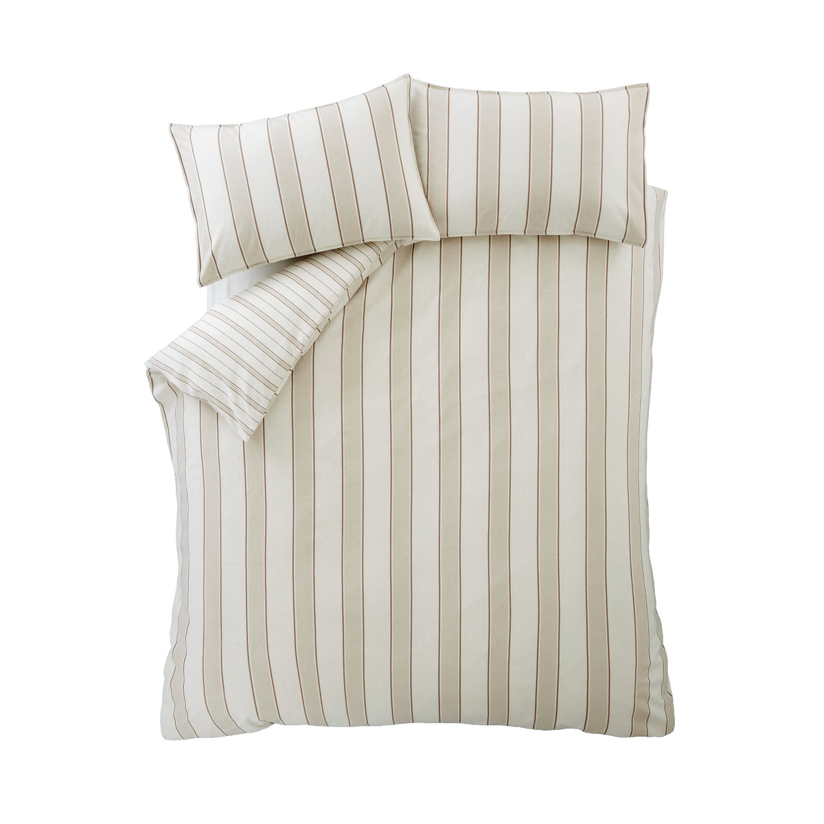 BIANCA Brushed Cotton Regal Stripe Duvet Cover Set - Natural