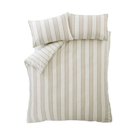 BIANCA Brushed Cotton Regal Stripe Duvet Cover Set - Natural
