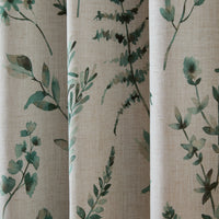 CATHERINE LANSFIELD Watercolour Leaves Eyelet Curtains - Natural/Green