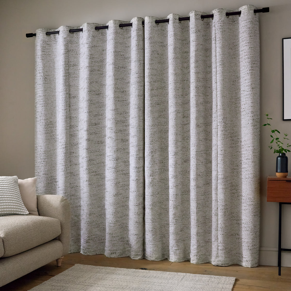 CATHERINE LANSFIELD Chunky Boucle Textured Eyelet Curtains - Cream