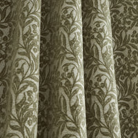 BIANCA Chenille Leaves Eyelet Curtains - Green