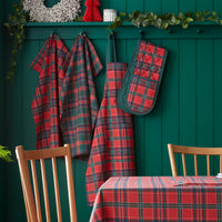 CATHERINE LANSFIELD Christmas Tartan Check Cotton Apron - Red & Green